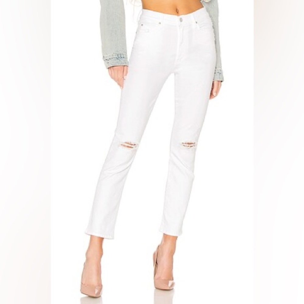Mother High Waisted Rascal Ankle Little Miss Innocent White Jeans Size 28